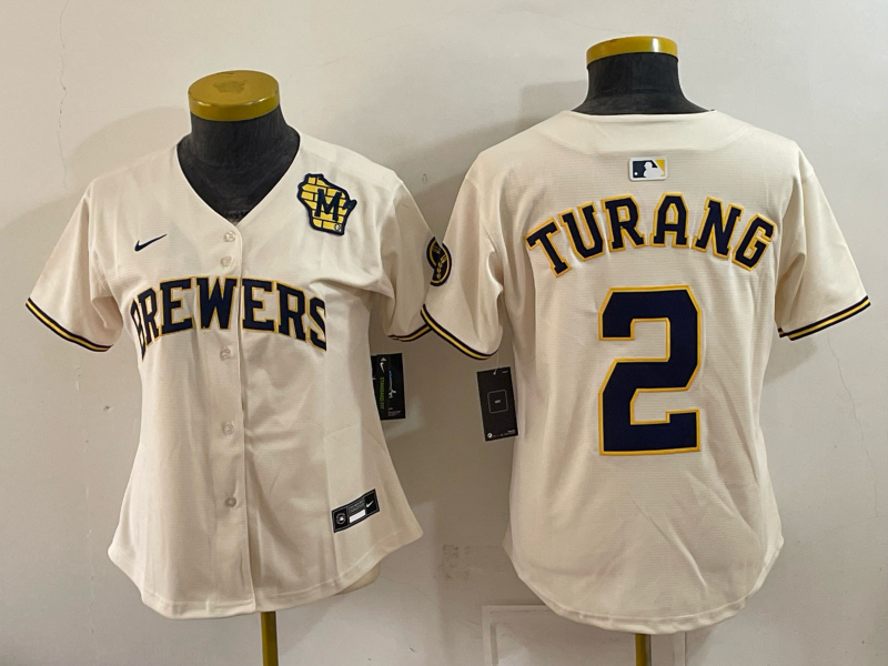 Youth 2026 Milwaukee Brewers #2 Turang cream Game Nike MLB Jersey 100401->youth mlb jersey->Youth Jersey